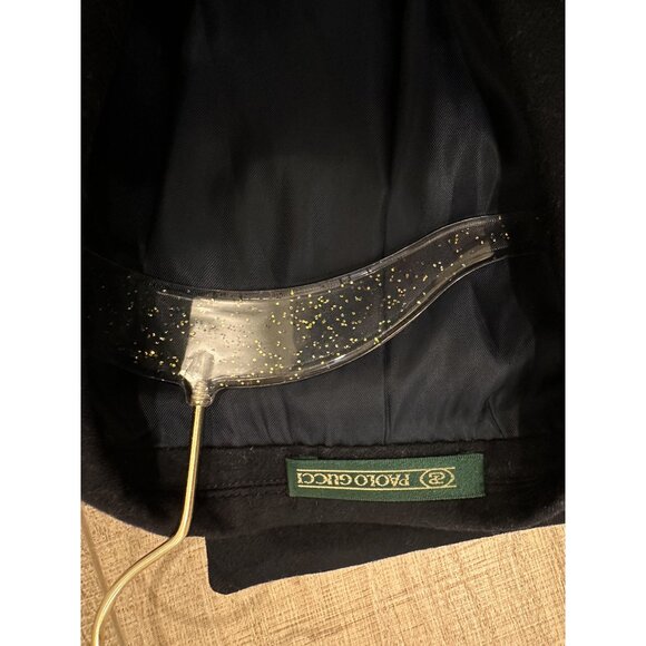 Vintage Paolo Gucci Men’s Navy Blue Double Breasted Gold Logo Buttons Blazer - Picture 6 of 8